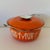 Orange 1960s Mid-Century Modern Catherineholm Rune Fence Post Sticks Casserole Dutch Oven W Lid Orange & White For Sale - Image 8 of 13