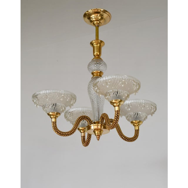 1930s French Art Deco Chandelier by Boris Lacroix 1930s France For Sale - Image 5 of 13