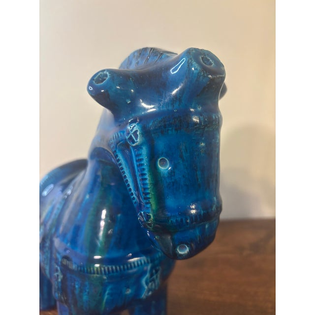 Mid-Century Modern Vintage Aldo Londi for Bitossi Horse, Rimini Blue Sculpture, Italy, 1960s For Sale - Image 3 of 11