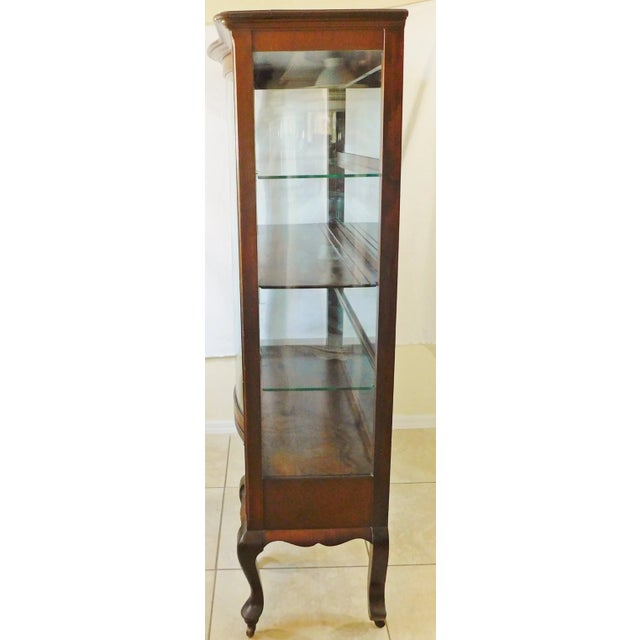 Antique Solid Mahogany Bow Front Mirrored Back China Display Cabinet For Sale - Image 11 of 12