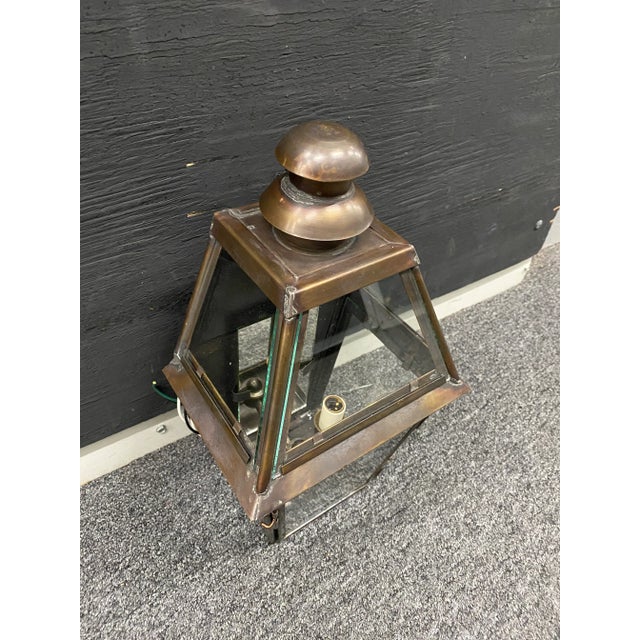 Custom Natural Brass Exterior Sconce Light Fixture For Sale - Image 4 of 7