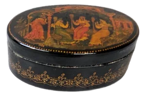 Signed Palekh Lacquer Box – “Maidens” by Kononova (1992) – With Certificate