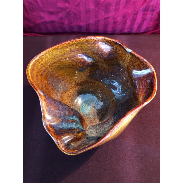 1990s 1990s Organic Design Artisan Signed Ceramic Bowl For Sale - Image 5 of 7