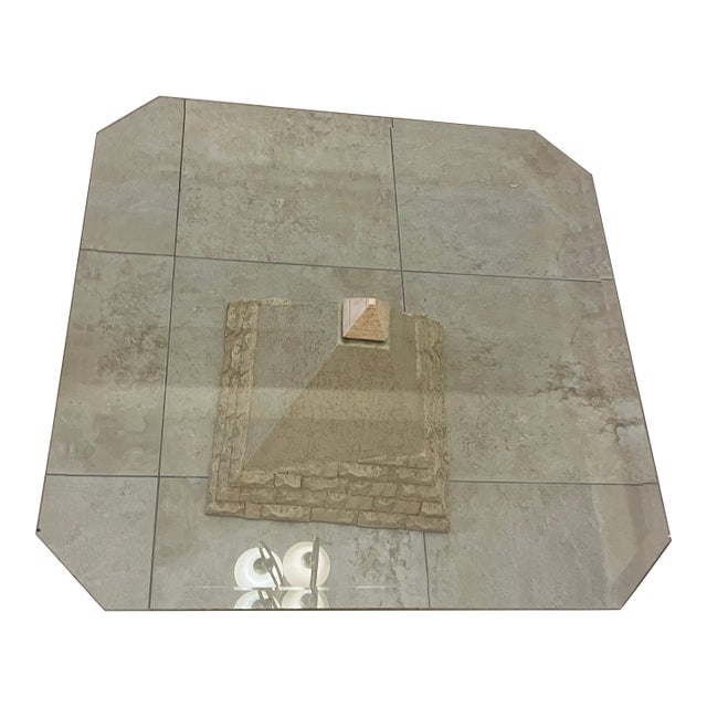 Amazing Vintage Postmodern Travertine Pyramid Coffee Table For Sale