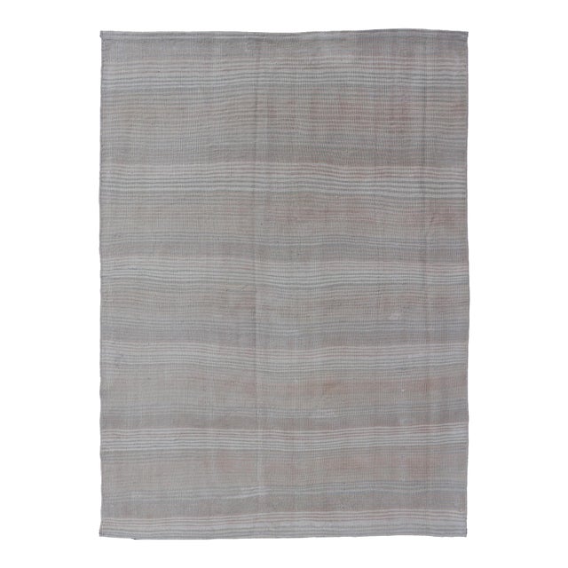 Vintage Turkish Kilim Rug With Subtle Beige and Cream Tones For Sale