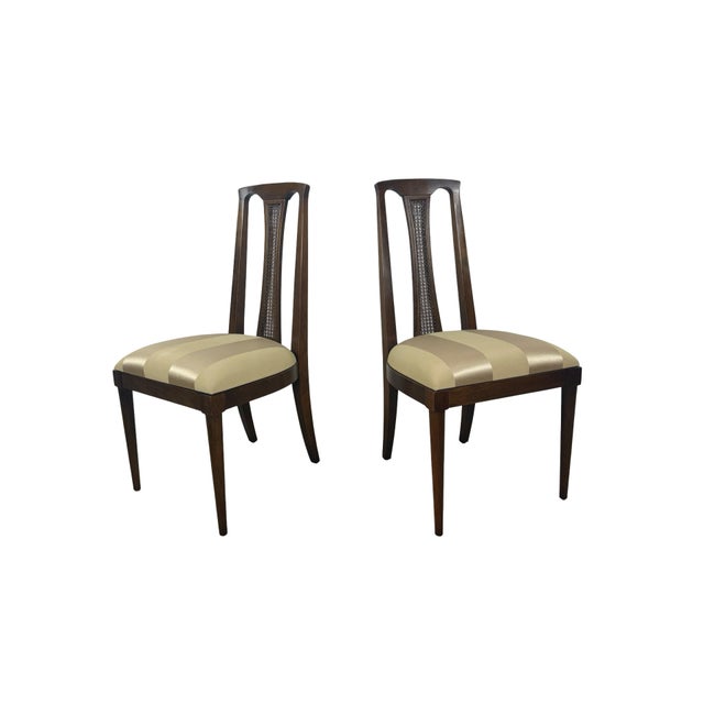 Pair of Vintage Mid-Century Modern High-Back Cane Dining Chairs, Stamped Denmark For Sale - Image 12 of 18