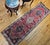Persian Vintage Persian Qashqai Gabbeh Runner Rug, Hand-Knotted Wool, Geometric Medallions Pattern, 2x7, Red & Navy For Sale - Image 3 of 14