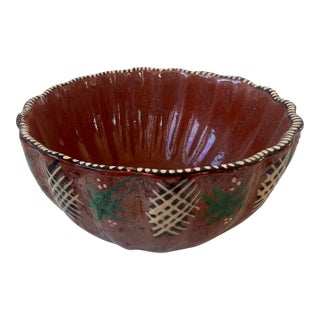 Small Handpainted Terra Cotta Bowl For Sale