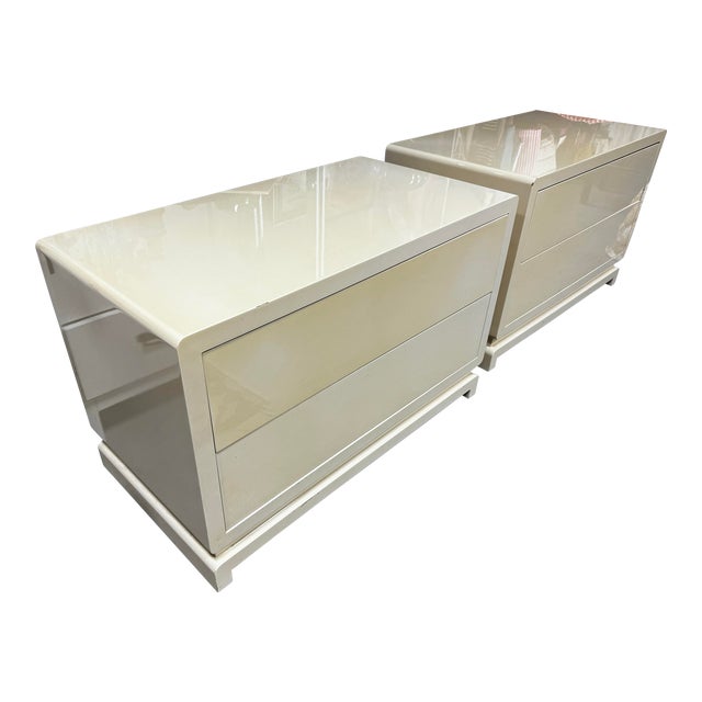 1980s Postmodern Lacquered Pair of Night Stands For Sale