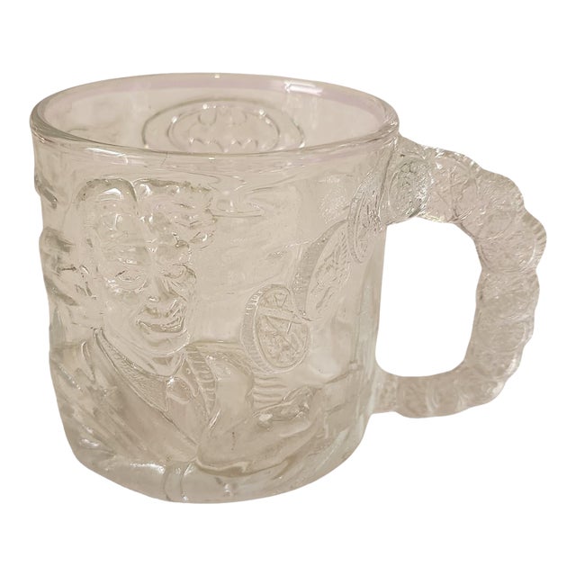 Vintage 1995 McDonalds Batman Forever Two-Face Raised Glass Handled Mug For Sale