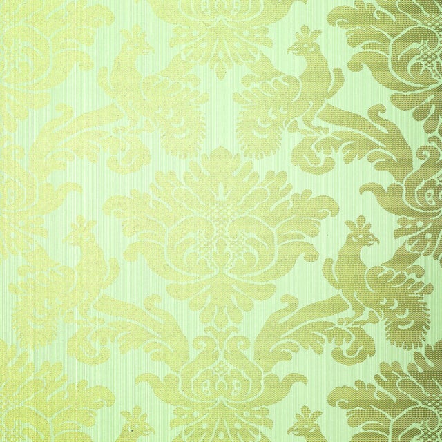 Contemporary Sample - Schumacher Valette Strie Damask Wallpaper in Robin's Egg For Sale - Image 3 of 3