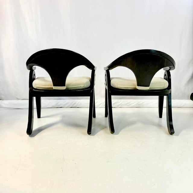1980s Vintage Chinoiserie Asian Modern Curled Arms Spoon Side Chairs - A Pair, After Stanley Jay Friedman For Sale - Image 13 of 18