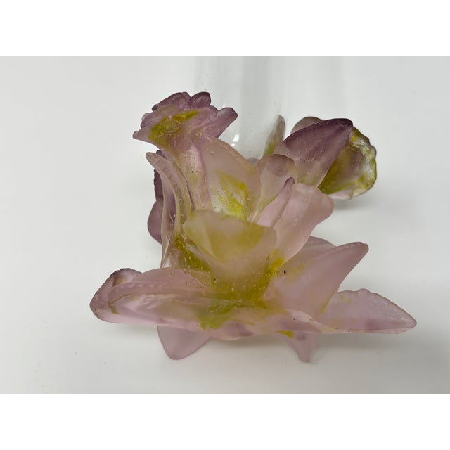 Daum France Soliflore Roses Crystal Vase With Pate De Verre Floral Base Signed For Sale - Image 15 of 17