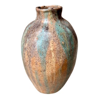 Vintage Large Studio Pottery Glazed Terracotta Vase Signed Patti Bell For Sale