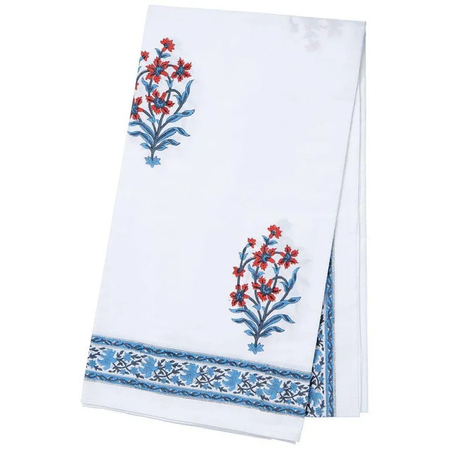 Nargis 4-Seat Orange & Blue Tablecloth For Sale - Image 6 of 6