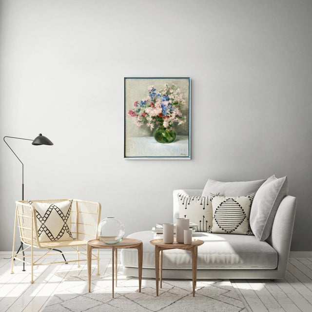 Victor Abeloos, Bouquet of Flowers in a Green Vase, 1890s, Oil Painting on Canvas, Framed For Sale - Image 3 of 12