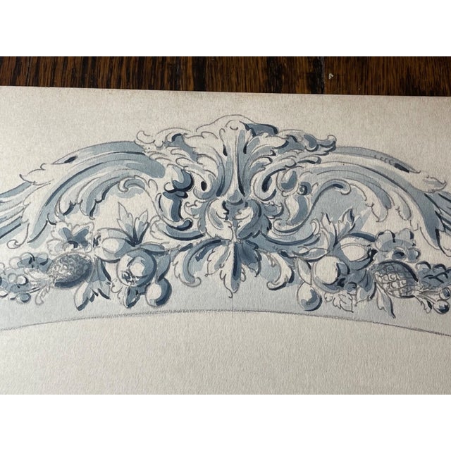 Antique 1800's Reed & Barton Original Silver Serving Tray Blueprint Sketch Wash For Sale - Image 12 of 14