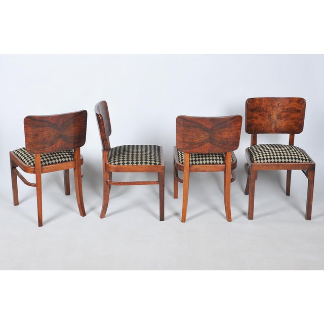 Vintage Art Deco Chairs in Beech and Walnut Veneer, Czech, 1920s, Set of 4 For Sale - Image 17 of 17