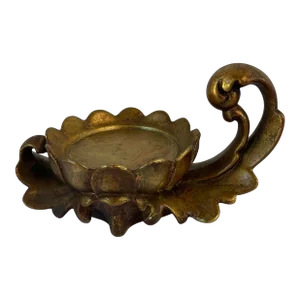 Vintage Gold Gilt Ceramic Pilar Candle Holder