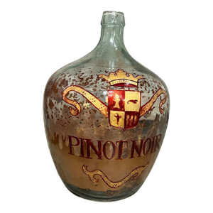 Hand Painted Antique Demi John Bottle From Normandy, France, ‘Pinot Noir’, Original Crate