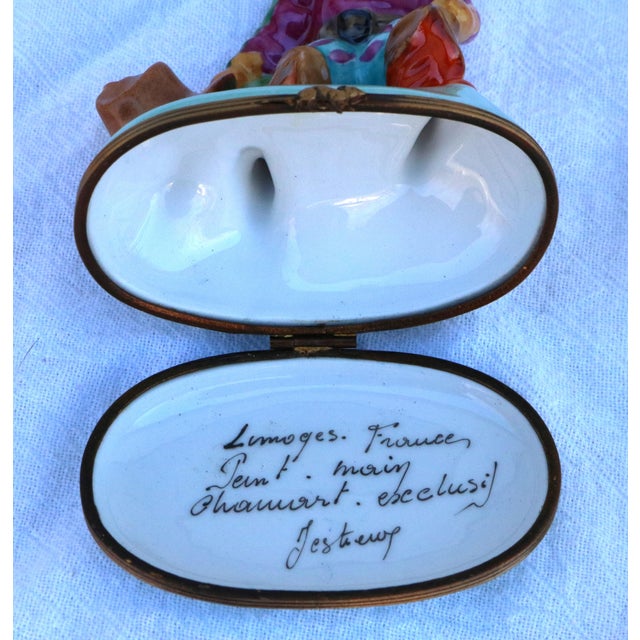 Late 20th Century Puss N' Boots Hand-Painted Limoges Snuff Trinket Box 4" Tall For Sale - Image 11 of 13