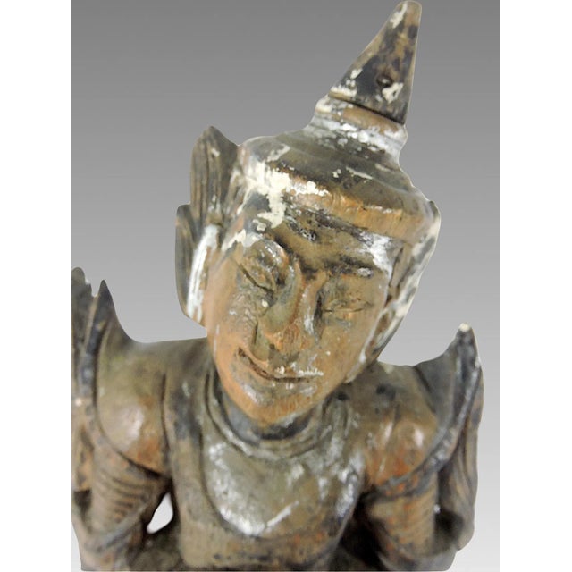 Late 19th Century Antique 'Teppanom' Temple Angel, Wood Statue Figure (Thailand) For Sale - Image 9 of 10