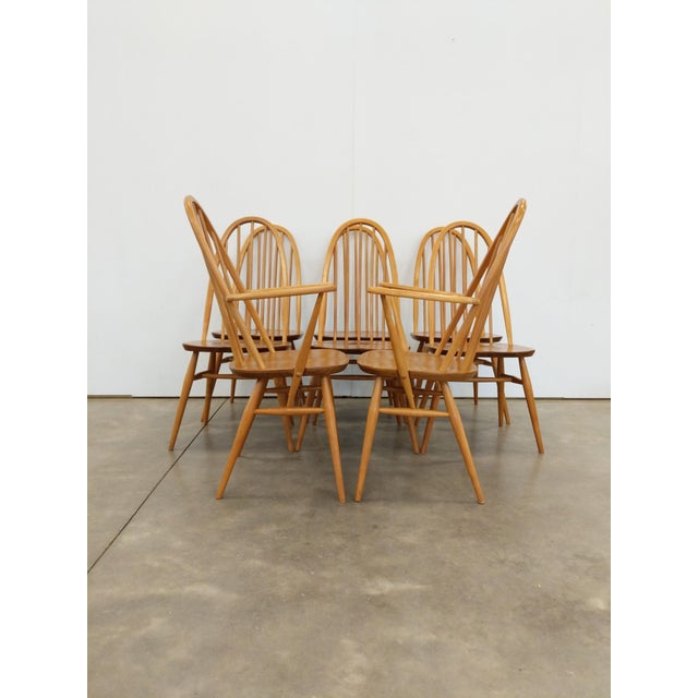 Mid-Century Modern Set of 8 Vintage Mid Century Modern Dining Chairs by Ercol For Sale - Image 3 of 12