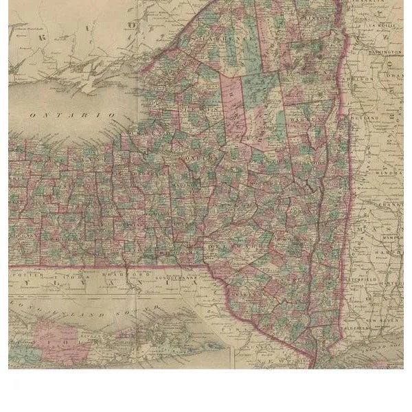 Antique Map of New York by Johnson, 1872 For Sale - Image 4 of 5