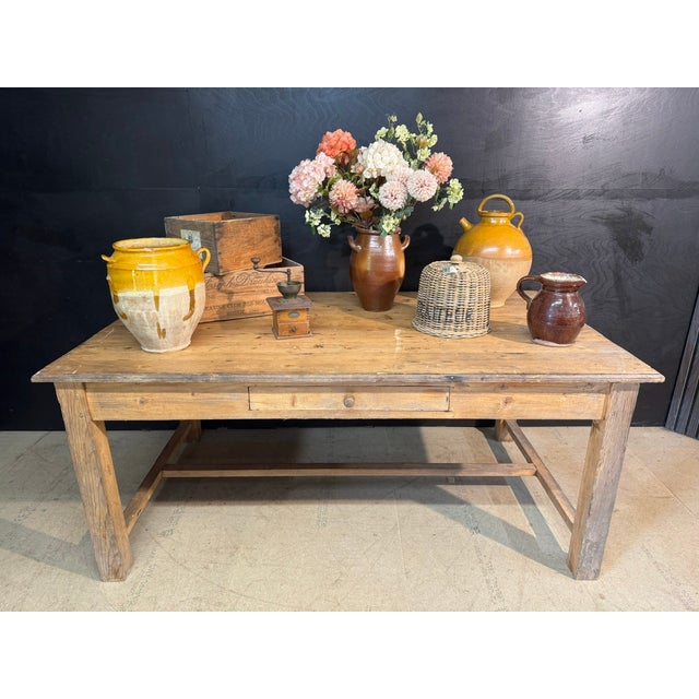A great Looking French Farmhouse Kitchen Table, having 3 drawers to the freezer and dating to the late 19th Century. Loads...