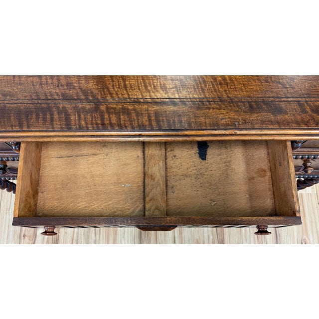Antique Johnson-Handley-Johnson Co Jacobean Style Barley Twist Turned Wood Desk For Sale - Image 12 of 13