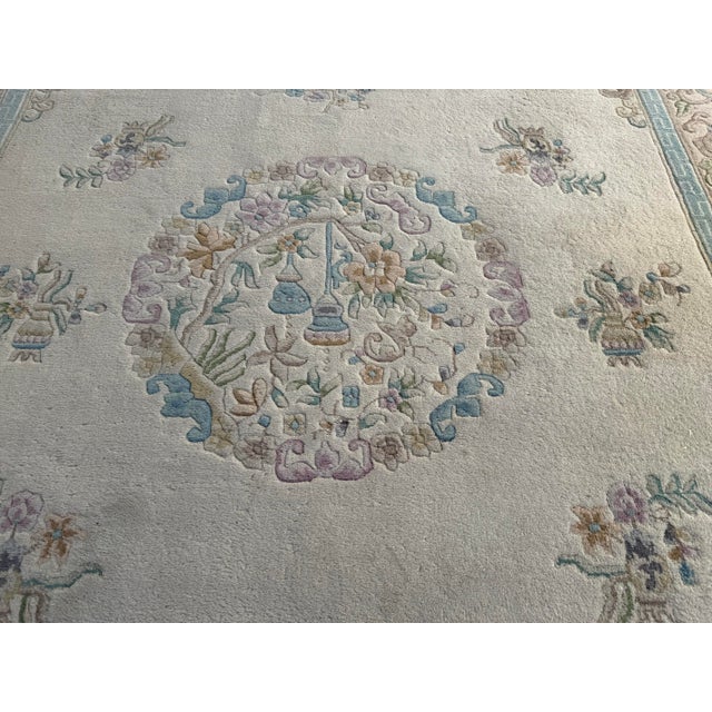 Textile 9ft 6in X 13ft 5in Turkish Hand Woven Oushak Area Rug For Sale - Image 7 of 12