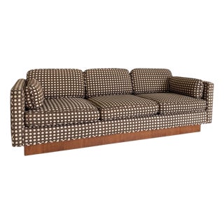 Mid Century Modern Mod Circles Print Plinth Base Sofa For Sale