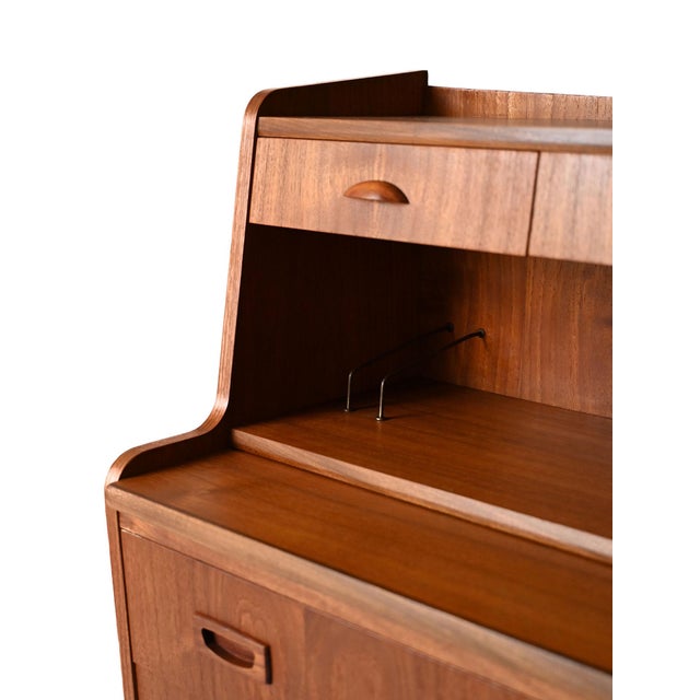 Scandinavian Teak Secretaire with Carved Handles, 1960s For Sale - Image 6 of 10