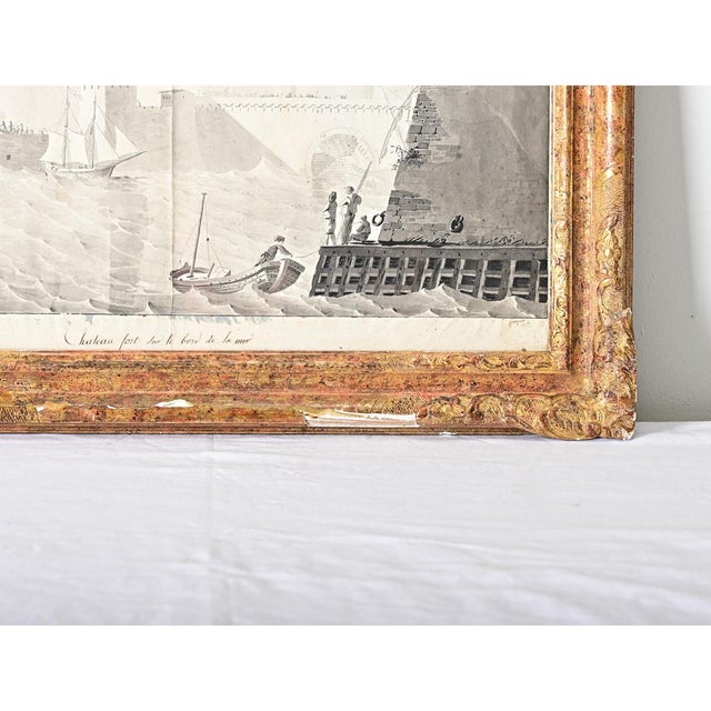 French French 19th Century Framed Seaside Lithograph For Sale - Image 3 of 10
