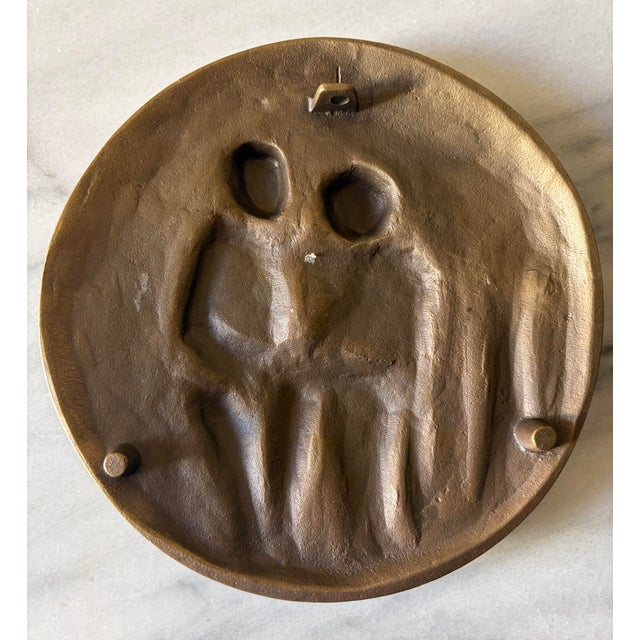 1960s Vintage Egino Weinert Mid-Century Bronze Relief Plaque - Couple Under Tree For Sale - Image 5 of 5