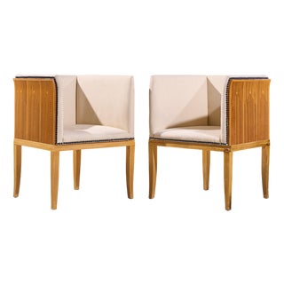 Eliel Saarinen for Arkitektura Saarinen House Mid Century Maple Arm Lounge Chairs - Pair For Sale