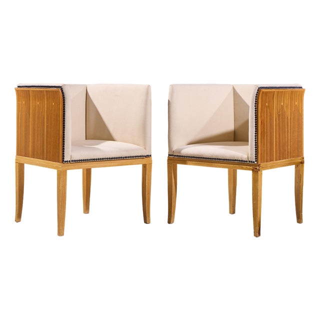 Eliel Saarinen for Arkitektura Saarinen House Mid Century Maple Arm Lounge Chairs - Pair For Sale