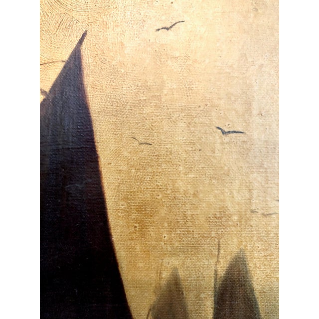 Antique Tonalist “English Fishing Boats” Marine Painting, by G. Martin For Sale - Image 4 of 11