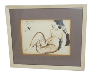 1950s Nude Watercolor Painting by William Saltzman, Framed