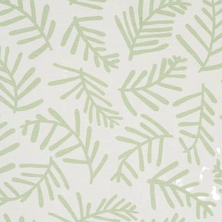 Sample - Schumacher X Caroline Z Hurley Tiah Cove Fabric in Sage Leaf For Sale