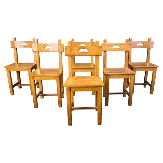 Vintage Brutalist Oak Chairs, 1960s, Set of 6 For Sale - Image 14 of 14