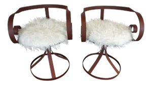 Sultana Style Metal & Faux Fur Chairs - A Pair