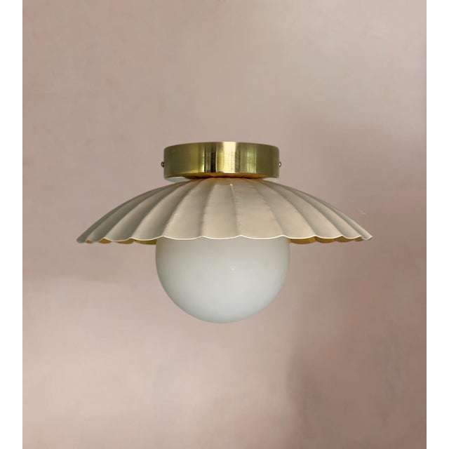 Cream Color Ceiling Flush Mount Lamp For Sale - Image 4 of 10