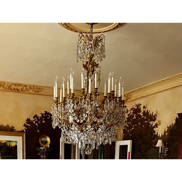Bronze French 19th Century Louis XVI Bronze & Crystal Chandelier For Sale - Image 8 of 9