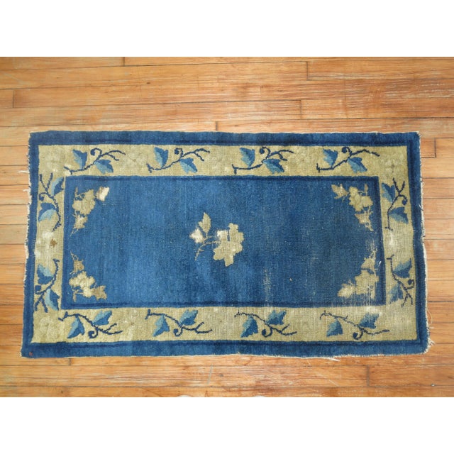 1940s Zabihi Collection Blue Chinese Small Rug - 2'1" x 3'8" For Sale - Image 17 of 18