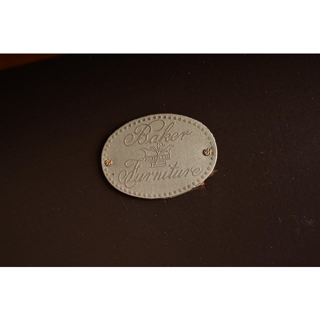 1980s Baker Furniture Regency Cherry Wood and Parcel Gilt Paw Foot Pedestal Extension Dining Table, Newly Refinished For Sale - Image 13 of 14