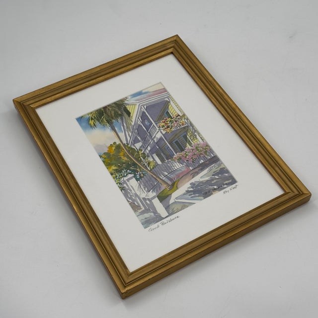 Original Georg K. Salhofer Watercolor Painting Conch Residence Key West Florida For Sale - Image 9 of 12