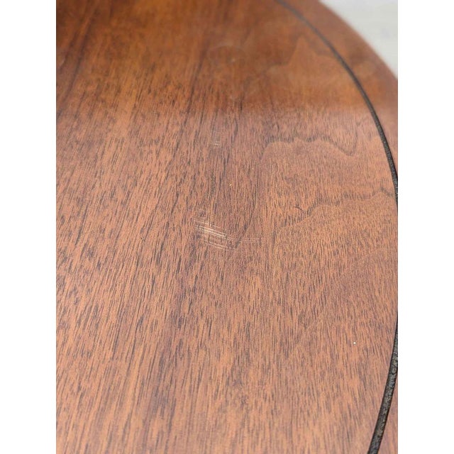 Brown 1970s Round Walnut Cabinet End Table With Storage For Sale - Image 8 of 10