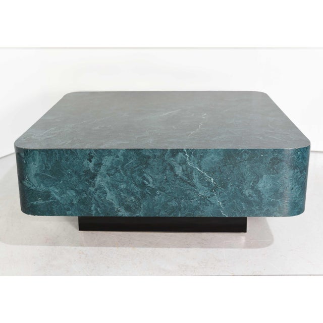 Contemporary 1980s Green Marble Effect Laminate Square Coffee Table For Sale - Image 3 of 12