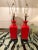 Red Hollywood Regency Pair Red Gold & Black Table Lamps With Greek Key -A Pair For Sale - Image 8 of 8